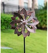 WSgift Copper 75in Solar Wind Spinner Multi-Color Seasonal LED Lighting Solar Powered Glass Ball ...