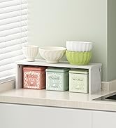 Furinno Helena Kitchen Counter Stackable Organizer Shelf, Set of 1, 18-Inch, Marble White