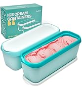 SveBake Ice Cream Storage Containers with Lids 2 PACK - 1.5 Quarts Homemade Ice Cream Tubs, Freez...