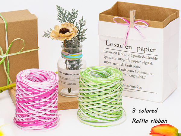 3 Colored Raffia Ribbon