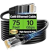 TuokaJu Cat6 Ethernet Cable 10Gbps 75 ft, UTP Ethernet Cable Cat 6, Flexible Bare Copper Cat6 Cab...
