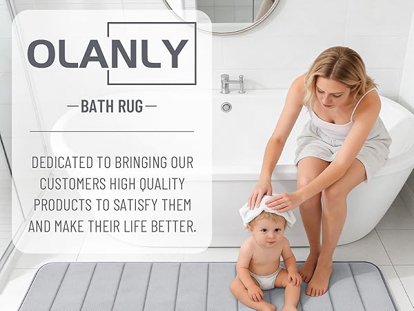 OLANLY Striped Memory Foam Bath Rug