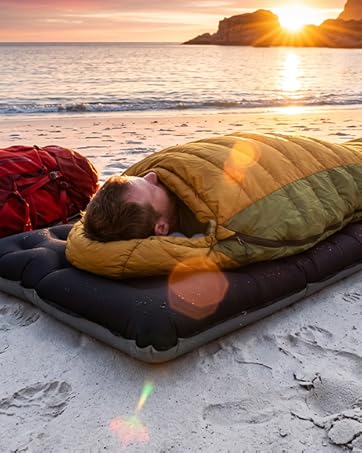 Camping Sleeping Pad,5.9 Inch Thick Camping Mat with Built in Pillow and Foot Pump
