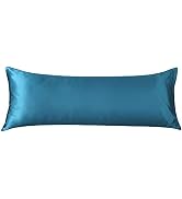 LCBD Satin Body Pillow Case for Hair and Skin, Teal Silk Satin Body Pillow Case Cover, 20x54 Body...