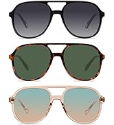 YDAOWKN Retro Square Aviator Sunglasses for Womens Mens Vintage 70s Double Bridge Sun Glasses
