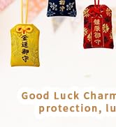 10PCS Japanese Omamori Amulets, Handmade Good Luck Charms with Protective PVC Pocket, Safe Travel...