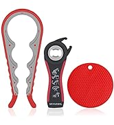 Jar Opener- Pad Rubber Jar Can Lid Opener, 5 in 1 Multi Function Can Opener Bottle Opener Kit wit...