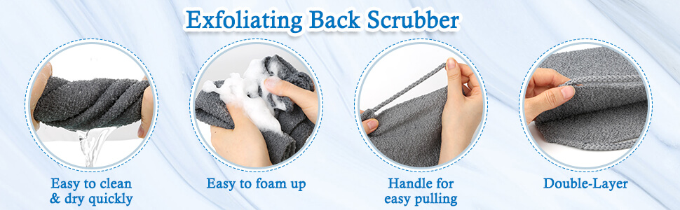  Exfoliating Back Scrubber Bath Gloves Set