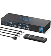 HDMI KVM Switch 2 Monitors 3 Computers EDID 4K@60Hz USB 3.0 KVM Switches Dual Monitor 3 Ports for...