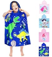 TEUEN Kids Beach Towels with Hood, Soft and Absorbent Pool Towels Toddler Bath Towel for 0-7 Year...