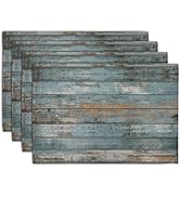 Rustic Wooden Board Print Placemats Set of 4 Vintage Wood Grain Texture Farmhouse Place Mats Wash...