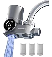 Combo Eurolife Faucet Mount Water Filter EL-LS-A13, LED Sink Water Filter with UV Light and Real ...