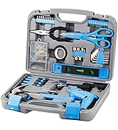 CARTMAN 149 Piece Tool Set General Household Hand Tool Kit with Cordless Screwdriver Blue