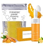 Turmeric Wash and Care Three Piece Set,Tuemeric Facial Cleanser &amp; Turmeric Soap Bar &amp; Turmeric Fa...