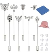 BENECREAT 8Pcs Hat Pin, White Pearl/Butterfly Vintage Safety Pins Brooches Pin Stick for Tie, Sca...