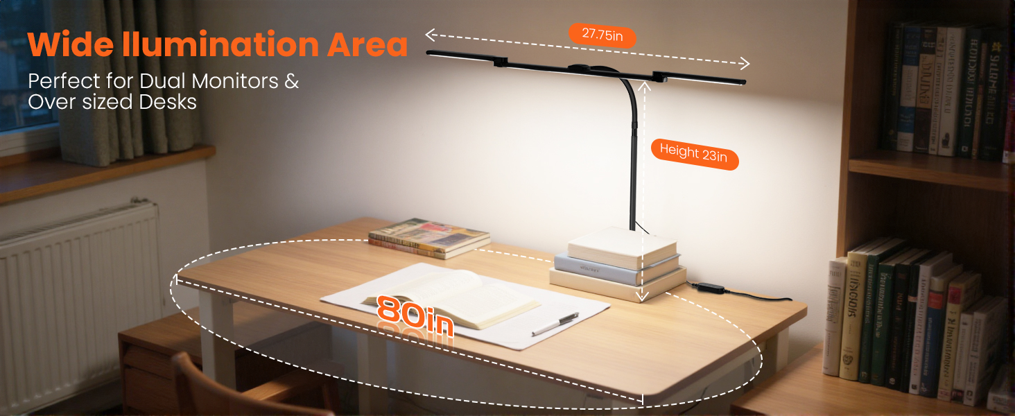 LED Desk Lamp for Office Home, Eye Caring Clip on Desk Light with Clamp