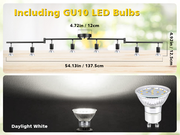 Track Light Included 8 x LED GU10 Bulb