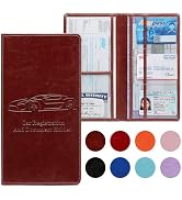 Peisicne Car Registration and Insurance Card Holder for Women Men, Dark Brown Glove Box Paperwork...