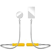 2Pcs Inspection Mirror, Flexible Mechanic Mirror 360 Rotation Bendable Square &amp; Circular Mirror f...
