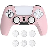 PlayVital Pink Controller Skin for PS5 | Anti-Slip Soft Silicone Cover with 6 Thumb Grip Caps | C...