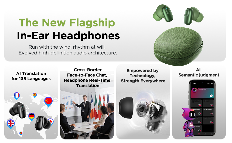 NE75 AI Translation Earbuds 135 Languages Real-Time Translator Earphones