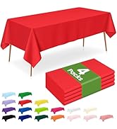 LANLISA 4 Pack Red Tablecloth Plastic, 54 x 108 Inch Rectangle Table Cloth Disposable, Valentines...