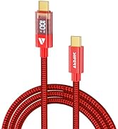 SUPERV USB C to USB C Cable 3.3FT, 100W Fast Charging USB C Cable with LED Display,Nylon Braided ...