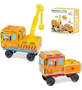 Magnetic Tiles Cars Construction Set - 19 PCS Magnetic Tiles Magnet Bricks Truck Sensory Toys, Ed...