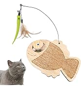 Petest Cat Scratcher Board Natural Sisal Cat Scratch Mat with Interactive Toy and Catnip Balls, C...