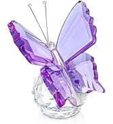 H&amp;D HYALINE &amp; DORA Purple Crystal Butterfly Figurine Glass Butterfly with Crystal Ball Base Glass...