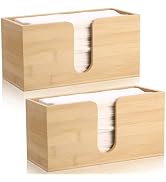 2Pack Bamboo Countertop Paper Towel Dispenser, Folded Paper Towel Dispenser Clear Trifold Napkin ...