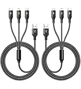UZAHSK 2Pack Multi Charger Cable [3.5A/6ft] 3 in 1 Braided USB Fast Charging Cable with IP/Type C...