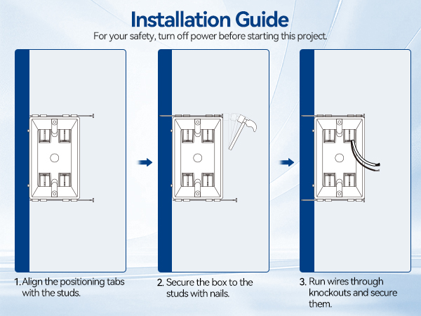 1 gang new work outlet box install