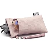Face Shadow Double Glasses Case PU Soft Eyeglass Case For Women Men Squeeze Top Sunglasses Case W...