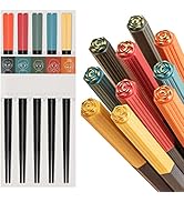 5 Pairs Fiberglass Chopsticks Reusable Dishwasher Safe, Matte Non-Slip Chopstick, Chinese Style J...