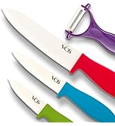 Vos Ceramic Knives for Kitchen Multicolor Knife Set With Three Knives 3 Covers a Peeler and a Gif...