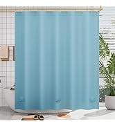 AmazerBath Teal Shower Curtain Plastic 72x72 Inches, Premium PEVA Shower Curtain with 3 Big Weigh...