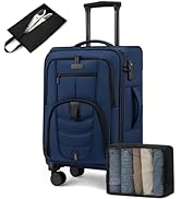 Carry On Luggage 22x14x9 Airline Approved, 22-Inch Suitcases with Spinner Wheels, Softside Carry-...