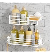 TAILI Shower Caddy Suction Cup 2 Pack with Hooks &amp; Soap Holder, Heavy Duty Shower Organizer for B...