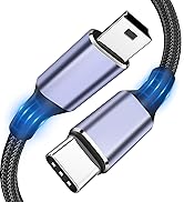 USB C to Mini USB Cable 3FT, [Aluminum Shell, Braided] Durable Mini-B 5-Pin to Type-C Data Chargi...