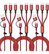 6 in 1 Multi Charging Cable [3Pack 4FT] Nylon Braided Multi Fast Charging Cord USB A/C to Phone U...