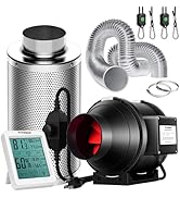 VIVOSUN 4 Inch 190 CFM Inline Fan with Speed Controller, 4 Inch Carbon Filter and 8 Feet of Ducti...
