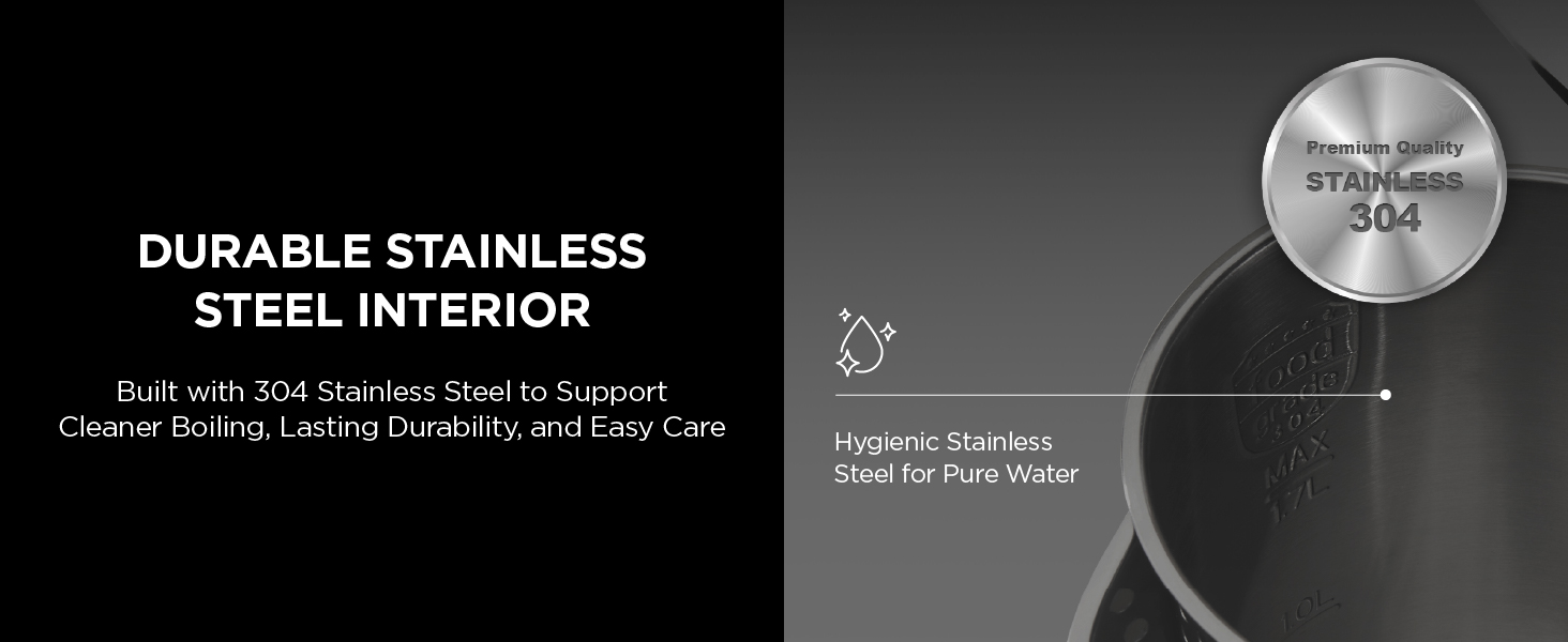 304 stainless steel interior electric water kettle, rust free hot water dispenser for everyday use