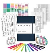PAPERAGE Bullet Journal Kit, Dotted Journaling Set &amp; Stationary Kit, Hardcover Dotted Journal Not...