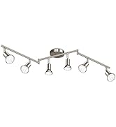 Ascher 6-Light LED Track Lighting Kit, Flexibly Rotatable Light Heads, 6 Way Ceiling Spotlight Ma...