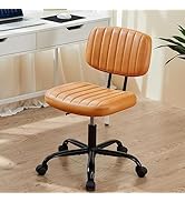 Sweetcrispy Small Office Desk Chair with Wheels Armless Comfy Computer Chair with Lumbar Support,...