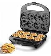 Mini Waffle Maker, Small Waffle Iron with Quick Heat-Up, Makes 8 x 2” Tiny Waffle Bites for Kids,...
