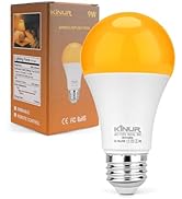 KINUR LED Amber Dimmable Light Bulbs, A19, 9W, 1800K, E26 Base, 60W Equivalent, Amber Soft Light ...