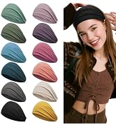Z-CHARMMY 12 PCS Wide Headbands for Women Non Slip, Nurse Headbands for Women, Fabric Head Bands ...
