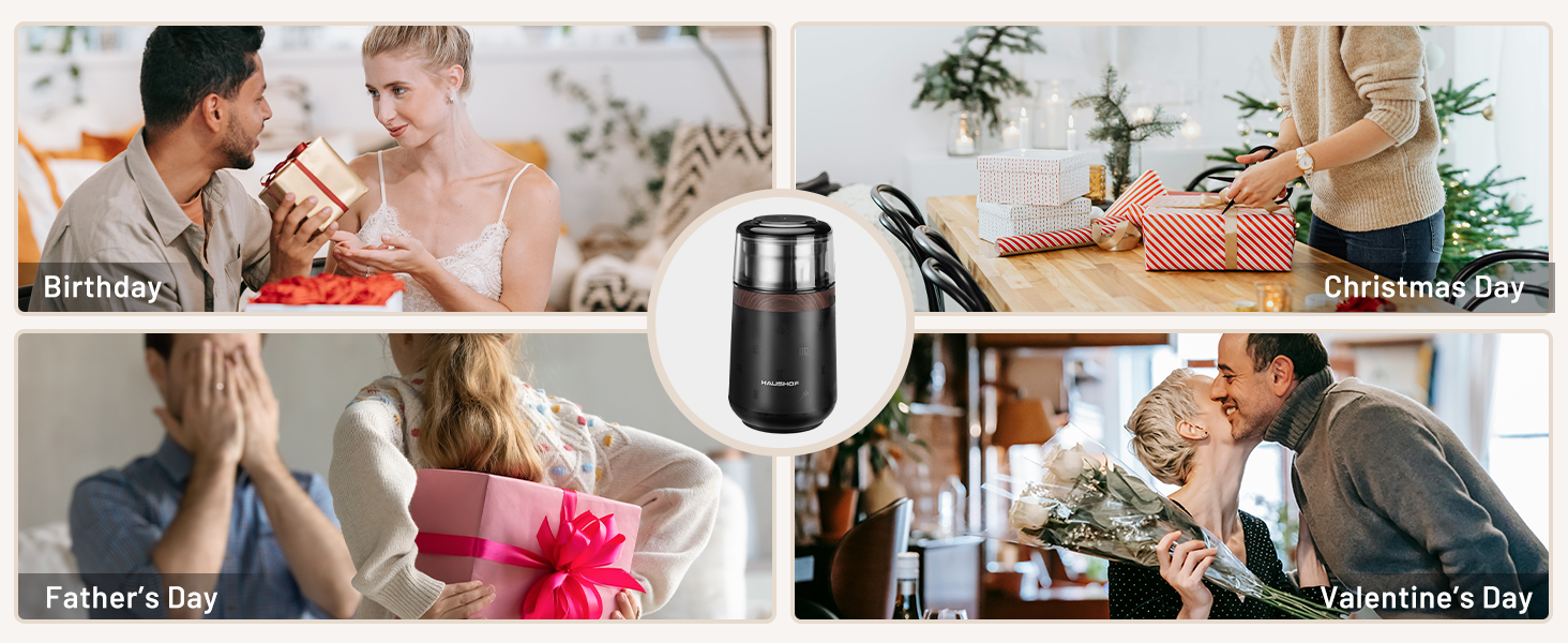 HAUSHOF Black Electric Coffee Blade Grinder (UL Plug)